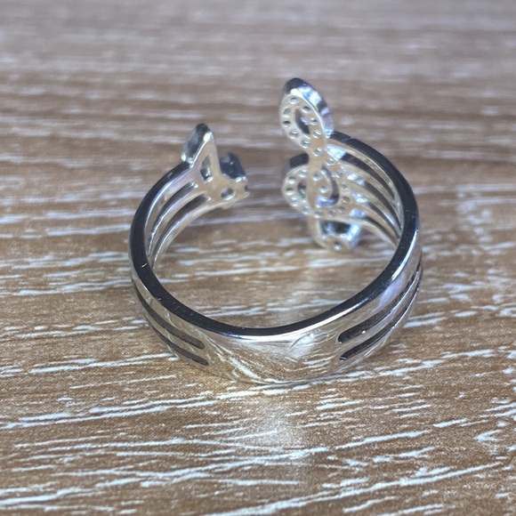 NEW Music Note Ring clear stone cz - Picture 5 of 6